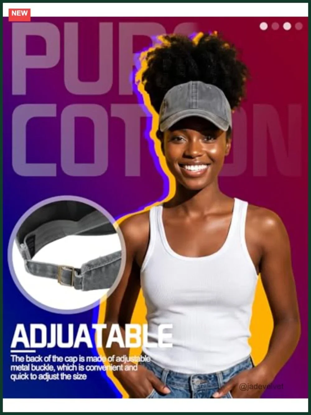 4 Pack Backless Ponytail Hat for Dreadlocks Adjustable Baseball Cap